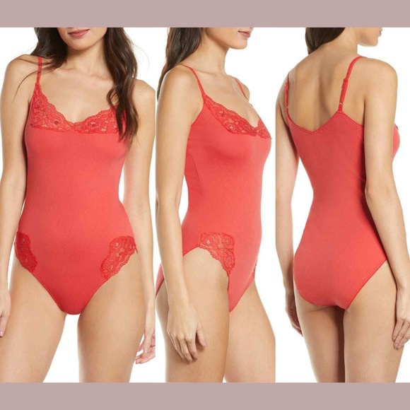NWT $58 Free People Intimately FP [ Small ] Side of Sass Lace‎ Trim Bodysuit - Picture 1 of 12